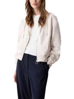 STUNNING Sweatshirt mit durchgehendem Reißverschluss, Kapuze und Falten Weihrauch - Sweatshirts Damen