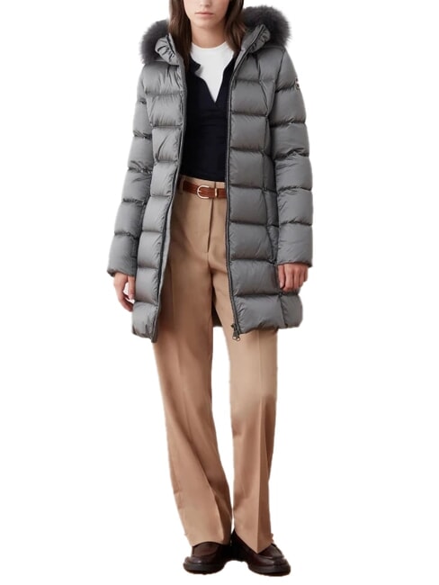 DELUXE Lange Daunenjacke mit Kapuze dunkler Stahl-dunkler Stahl - Daunenjacken f&uuml;r Damen