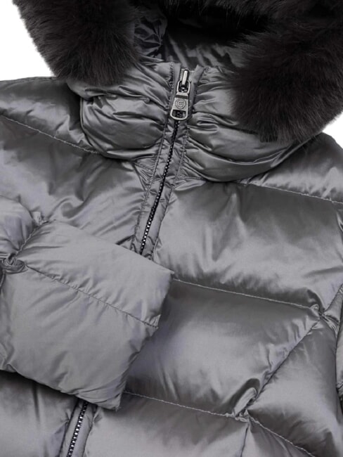 DELUXE Lange Daunenjacke mit Kapuze dunkler Stahl-dunkler Stahl - Daunenjacken f&uuml;r Damen