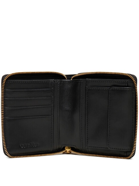 ENGRAVED  Kleine Lederbrieftasche auf Schwarz - Brieftaschen Damen