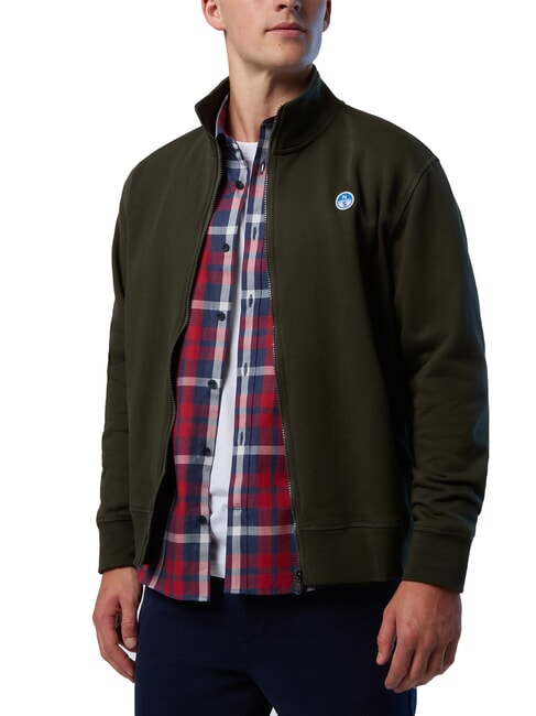 LOGO Sweatshirt mit durchgehendem Rei&szlig;verschluss Waldgr&uuml;n - Sweatshirts Herren