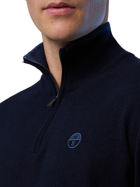 N|S Rollkragenpullover mit halbem Rei&szlig;verschluss Navy blau - Herrenpullover
