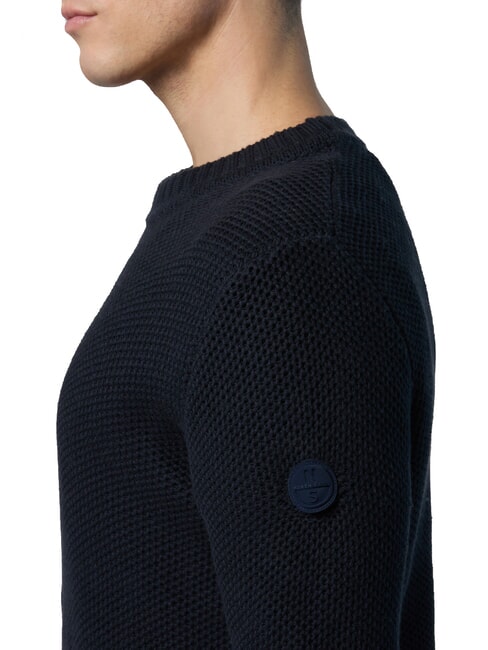 N|S Rundhalspullover mit Waffelmuster Navy blau - Herrenpullover