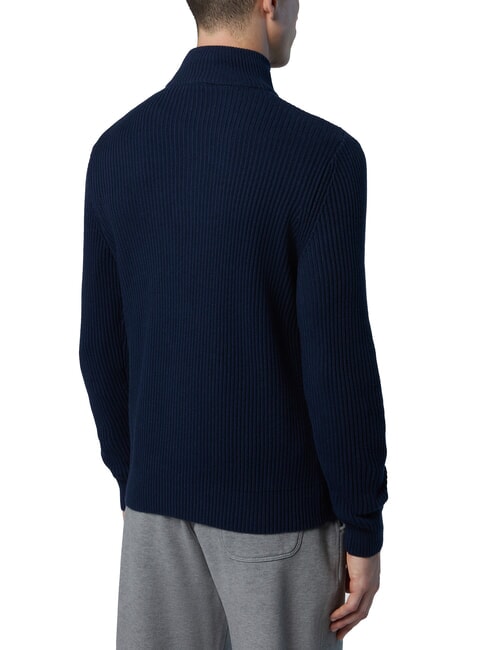 N|S Gerippter Rollkragenpullover mit halbem Reißverschluss Navy blau - Herrenpullover