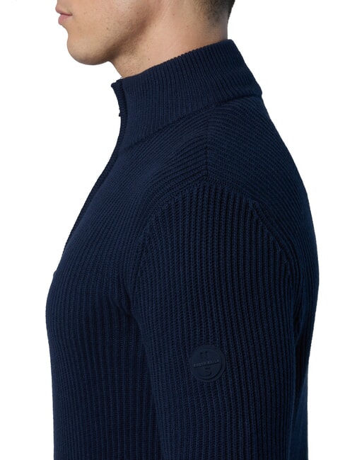 N|S Gerippter Rollkragenpullover mit halbem Reißverschluss Navy blau - Herrenpullover