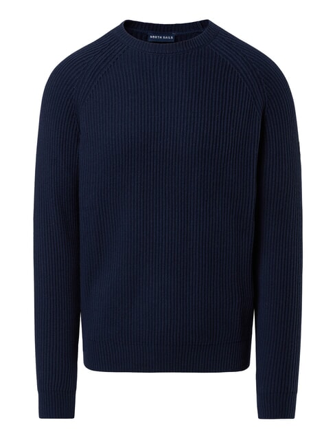 N|S Gerippter Rundhalspullover Navy blau - Herrenpullover