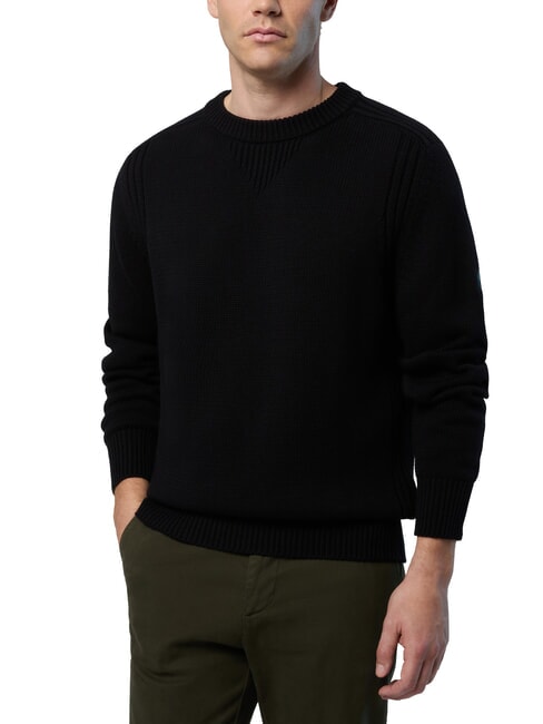 N|S Rundhalspullover aus Baumwolle Schwarz - Herrenpullover