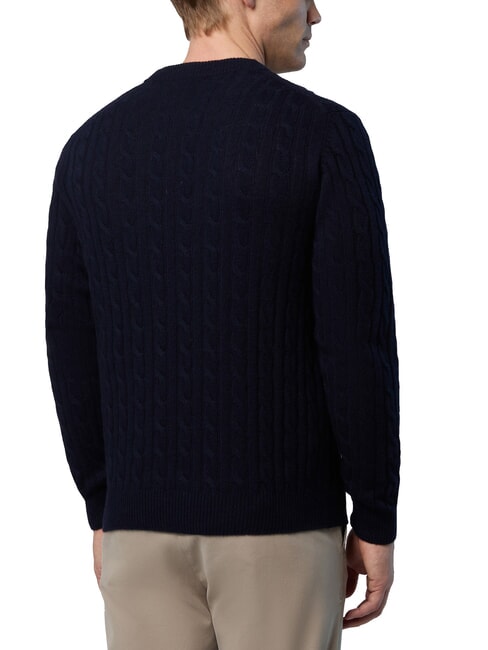 N|S Pullover mit Rundhalsausschnitt und Zopfmuster Navy blau - Herrenpullover