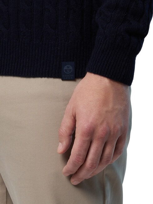N|S Pullover mit Rundhalsausschnitt und Zopfmuster Navy blau - Herrenpullover