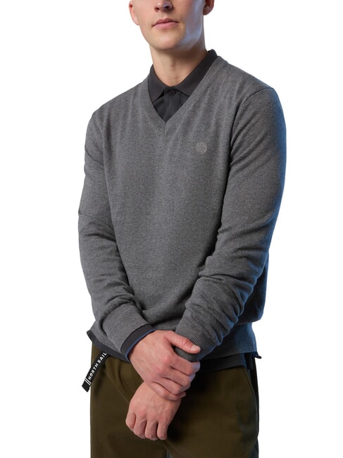 N|S Pullover mit V-Ausschnitt mittelgraue Melange - Herrenpullover