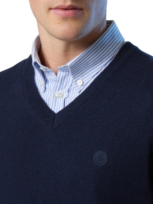 N|S Pullover mit V-Ausschnitt Navy blau - Herrenpullover