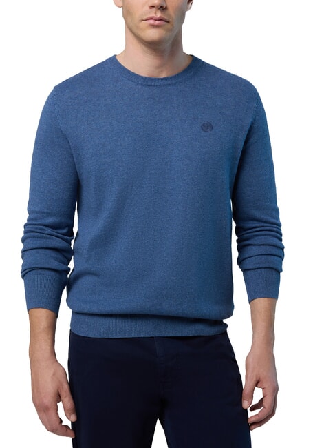 N|S Pullover mit Rundhalsausschnitt blau meliert Denim - Herrenpullover