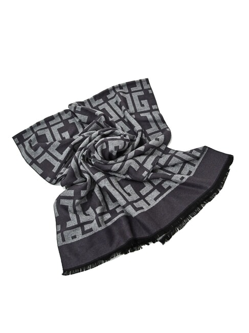 ESTELLE Fransenschal mit Allover-Logo grau - Schals