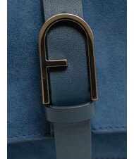 FURLA FLOW Kleine Ledertasche mit Schultergurt grau-blaue Töne - Damentaschen - 4