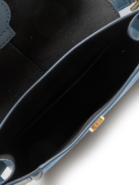 FLOW Kleine Ledertasche mit Schultergurt grau-blaue Töne - Damentaschen