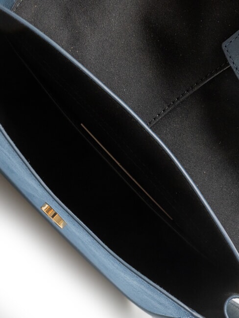 FLOW Mittelgroße Ledertasche mit Schultergurt grau-blaue Töne - Damentaschen