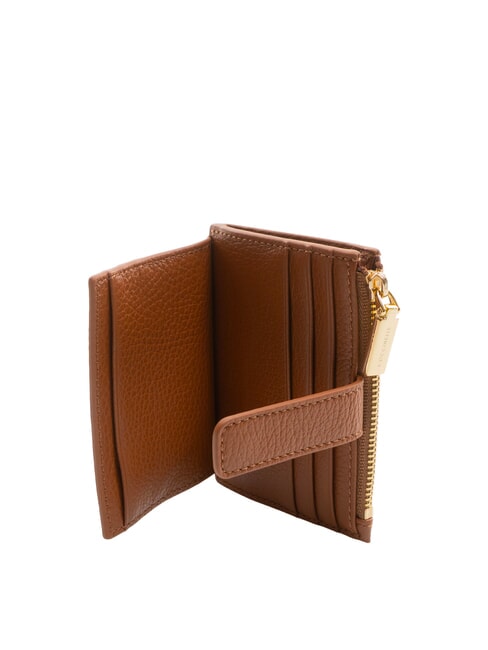 METALLIC SOFT Flache Geldb&ouml;rse aus strukturiertem Leder Cognac - Brieftaschen Damen