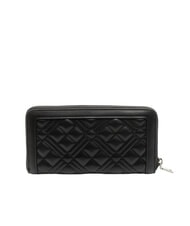LOVE MOSCHINO QUILTED Große Geldbörse mit Rundum-Reißverschluss Schwarz Schwarz - Brieftaschen Damen - 3