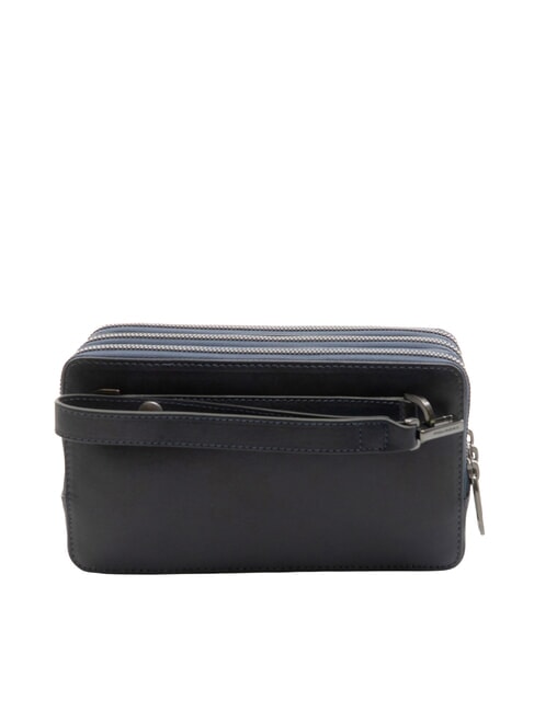 W136 Herren-Clutch aus Leder mit 3 Fächern Blau - Tablettmappe &amp; Organizer