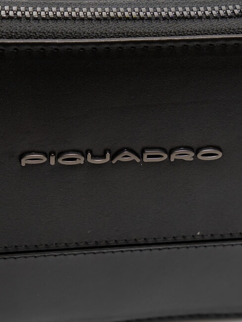 W136 Herren-Clutch aus Leder mit 3 F&auml;chern Schwarz - Tablettmappe &amp; Organizer