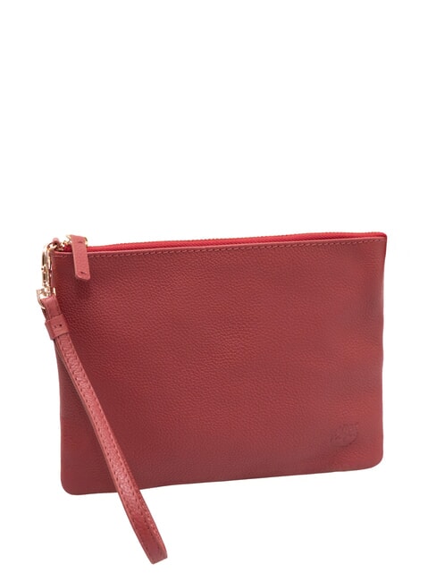 SMALL Kleine Clutch aus Leder mit Handgelenksriemen Rot - Damentaschen