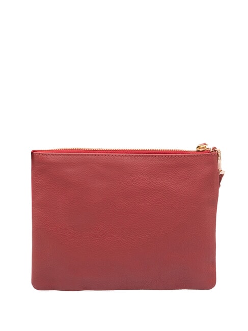 SMALL Kleine Clutch aus Leder mit Handgelenksriemen Rot - Damentaschen