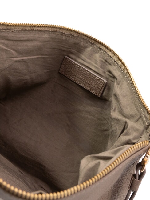 LARGE Große Clutch aus Leder mit Handgelenkstasche natürlich - Damentaschen