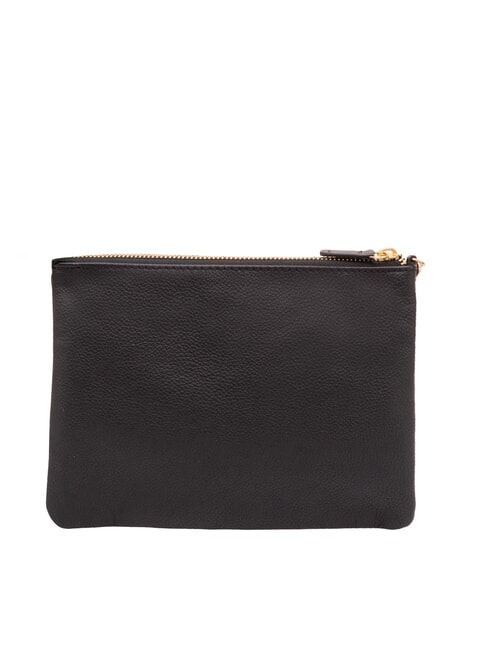 SMALL Kleine Clutch aus Leder mit Handgelenksriemen Schwarz - Damentaschen