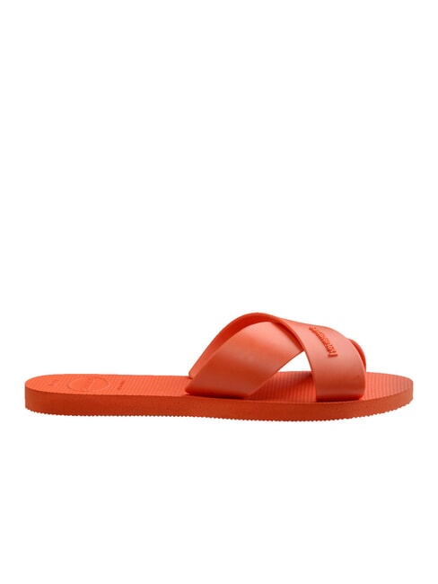 AQUA Slipper mit Kreuzband Sonnenuntergangsorange - Damenschuhe