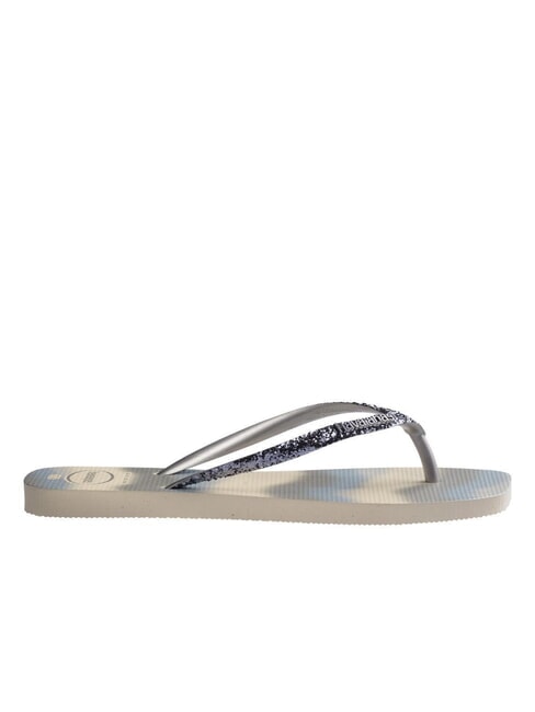 STYLESLIM SQUARE GLITTER Quadratische Flip-Flops beige/silber metallic - Damenschuhe