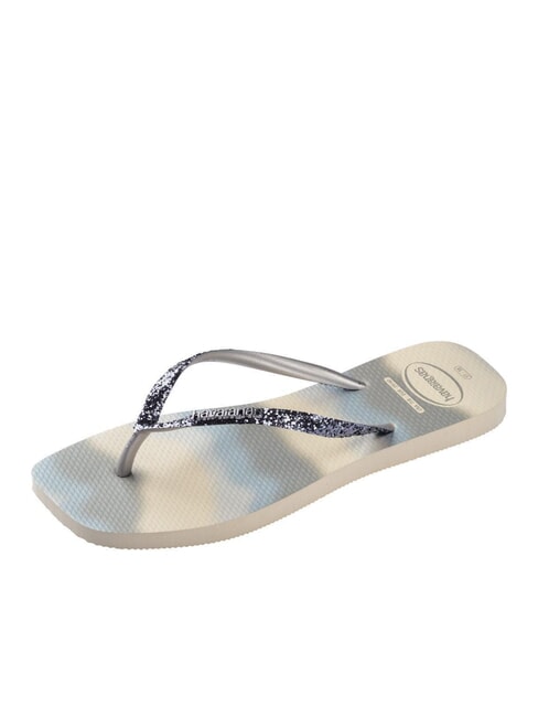 STYLESLIM SQUARE GLITTER Quadratische Flip-Flops beige/silber metallic - Damenschuhe