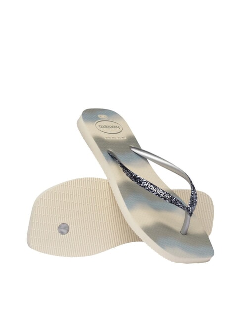 STYLESLIM SQUARE GLITTER Quadratische Flip-Flops beige/silber metallic - Damenschuhe