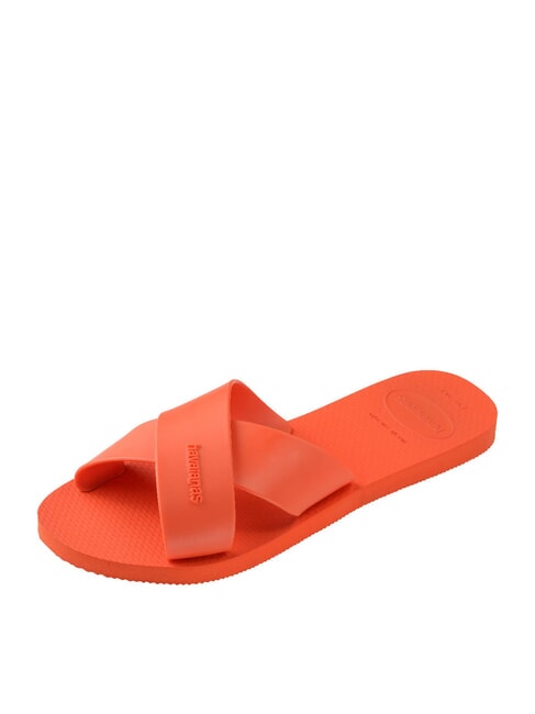 AQUA Slipper mit Kreuzband Sonnenuntergangsorange - Damenschuhe