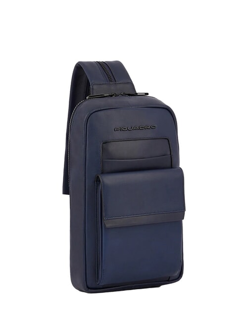 FINN  Rucksack / Umhängetasche aus Leder Blau - PC-Rucksäcke