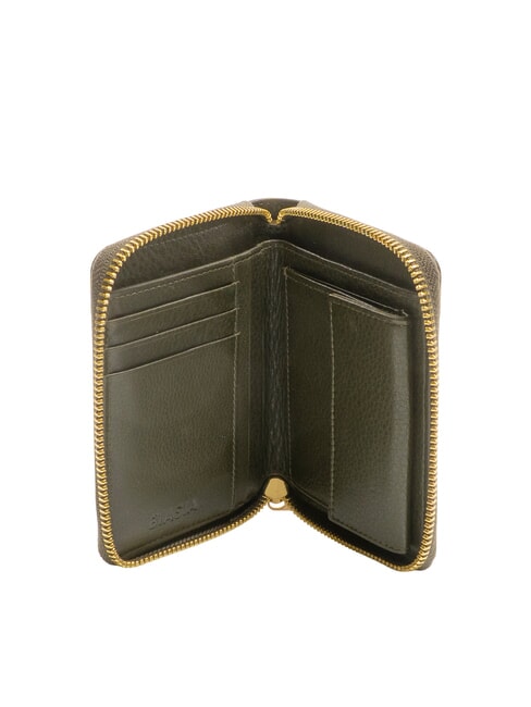 EDA Mittelgroße Lederbrieftasche mit Rundum-Reißverschluss Moos - Brieftaschen Damen