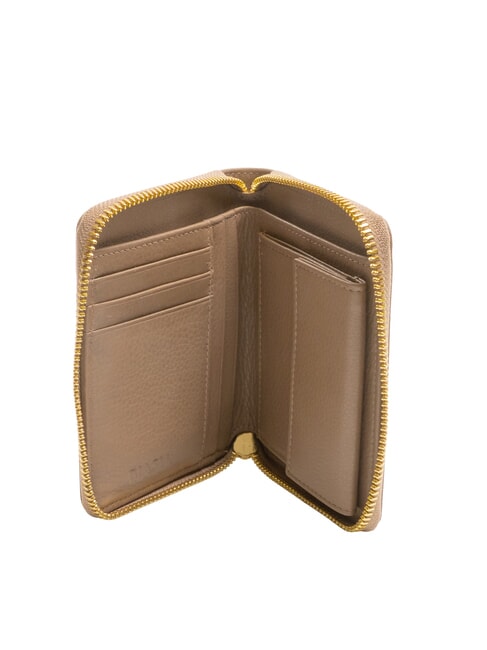 EDA Mittelgroße Lederbrieftasche mit Rundum-Reißverschluss taupe - Brieftaschen Damen