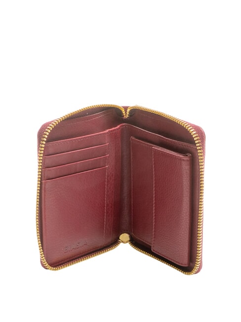 EDA Mittelgroße Lederbrieftasche mit Rundum-Reißverschluss Burgund - Brieftaschen Damen