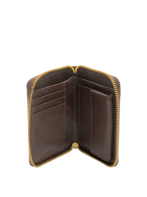 EDA Mittelgroße Lederbrieftasche mit Rundum-Reißverschluss dunkel - Brieftaschen Damen