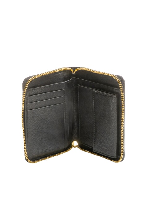 EDA Mittelgroße Lederbrieftasche mit Rundum-Reißverschluss Schwarz - Brieftaschen Damen