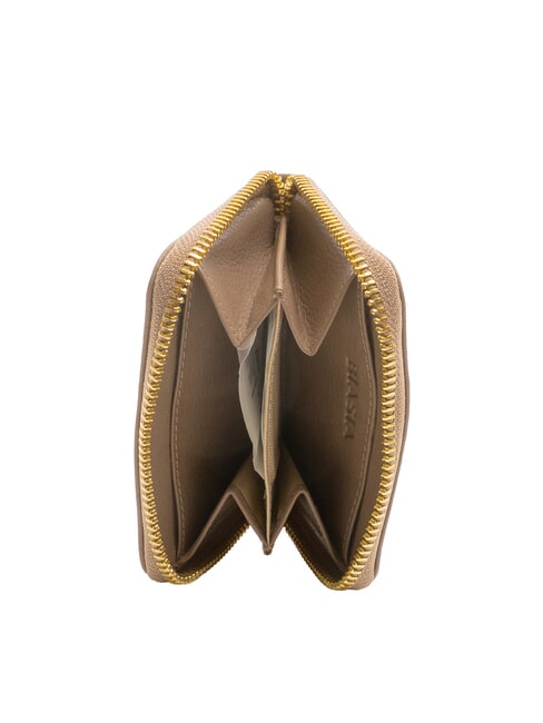 EDA Kleine Lederbrieftasche mit Rundum-Reißverschluss taupe - Brieftaschen Damen