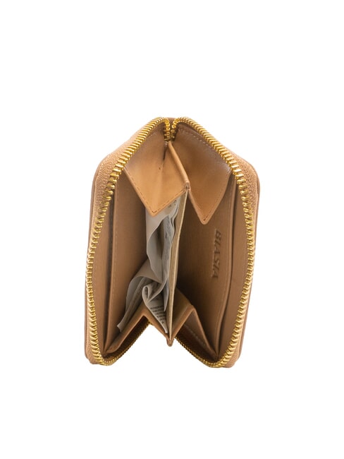 EDA Kleine Lederbrieftasche mit Rundum-Reißverschluss Kamel - Brieftaschen Damen