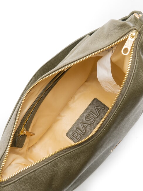 NOVEAU Leder-Umhängetasche mit Schultergurt Moos - Damentaschen