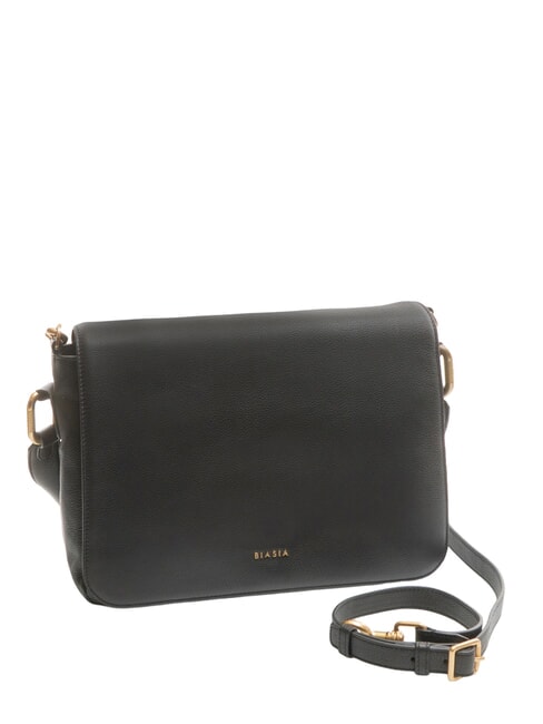 NOVEAU Umhängetasche aus Leder mit Überschlag Schwarz - Damentaschen