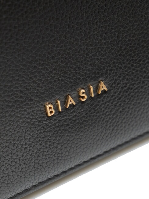 NOVEAU Umhängetasche aus Leder mit Überschlag Schwarz - Damentaschen