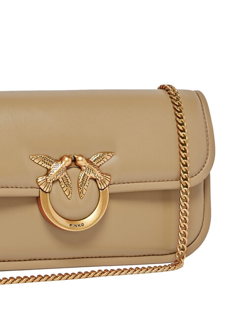 LOVE BOX Umh&auml;ngetasche aus Leder Ingwerkeks-Antikgold - Damentaschen