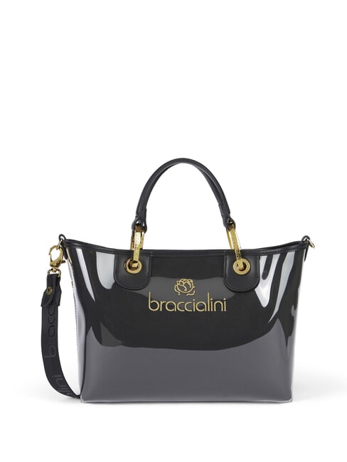 BETH JELLY Kleine gl&auml;nzende Handtasche mit Beutel Schwarz - Damentaschen