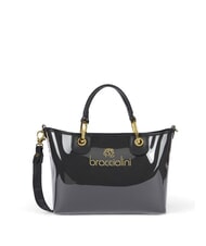 BRACCIALINI BETH JELLY Kleine gl&auml;nzende Handtasche mit Beutel Schwarz - Damentaschen - 2