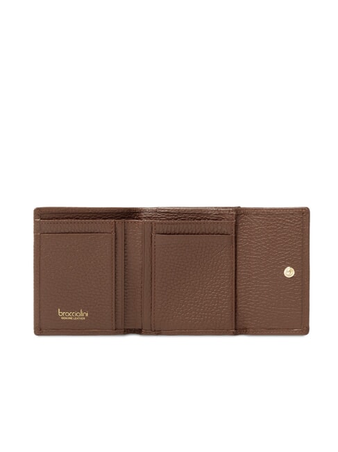 BASIC Kleine Lederbrieftasche mit Klappe braun - Brieftaschen Damen