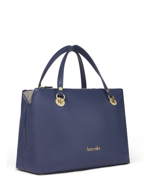 NORA Lederhandtasche mit Schultergurt Blau - Damentaschen