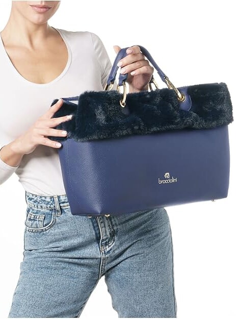 BETH FUR Handtasche mit Clutch Blau - Damentaschen